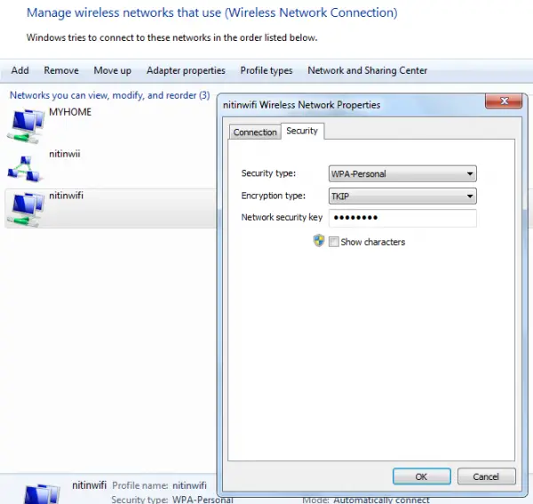 Wireless Network Security keys