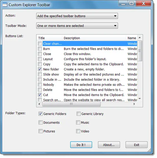 CustomExplorerToolbar Add more buttons to Windows 7 Explorer toolbar - 6