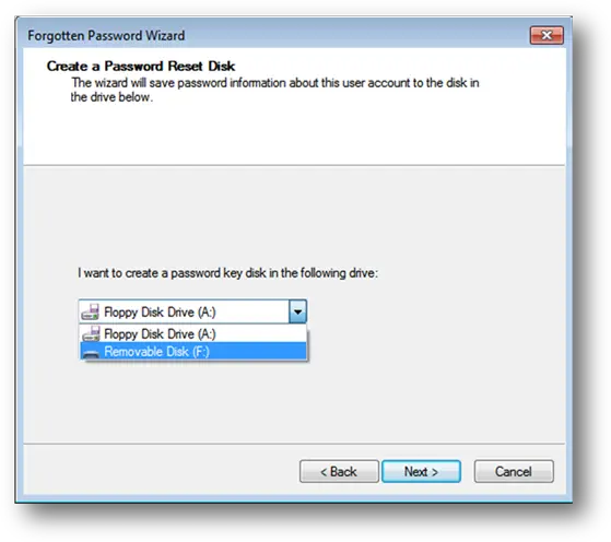 Create Password Reset Disk