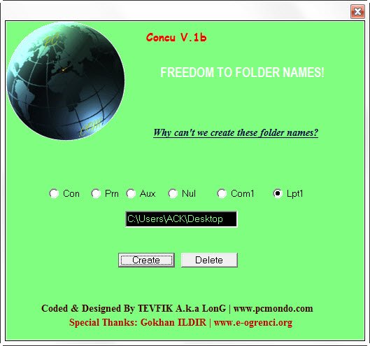 con folder name invalid