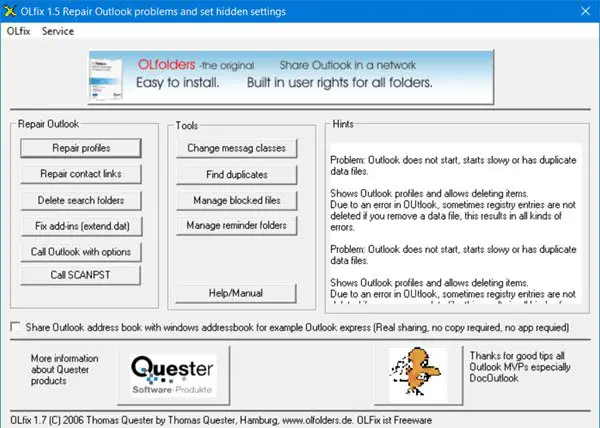 olfix восстановить файлы Outlook PST OST