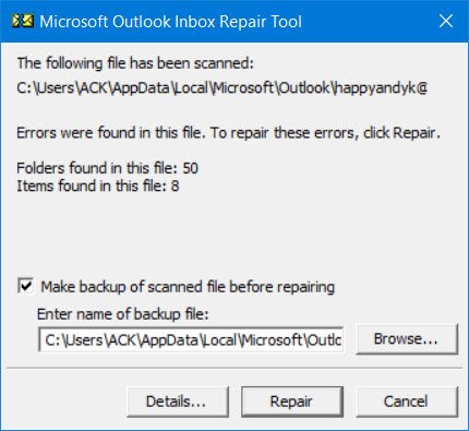 Repair Outlook PST data files 