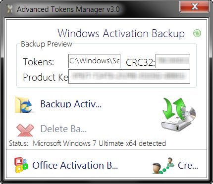 Backup Windows and Office Activation Tokens files