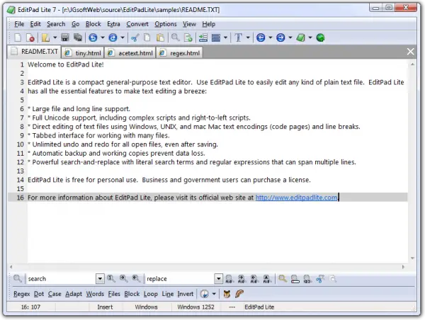 EditPadLite for Windows PC