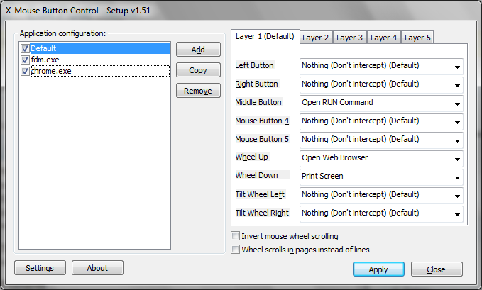 Remap buttons with X-Mouse Button Control for Windows PC