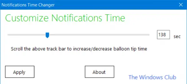 Notifications Time Changer windows 10