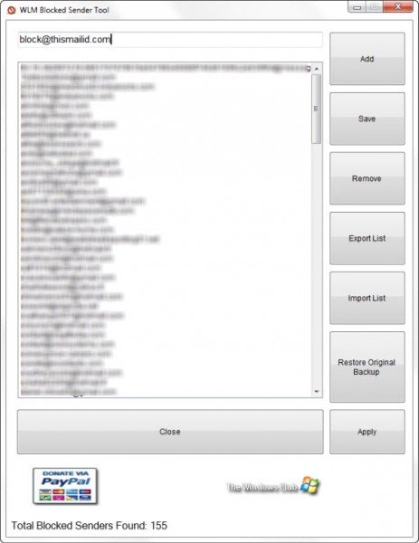 Windows 8 WLM Blocked Sender Tool 1.0 full Windows 8 WLM Blocked Sender Tool full