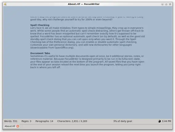 Distraction-free Word Processor for Writers