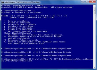 Attrib.exe: Change File Attributes, Create supper hidden folders