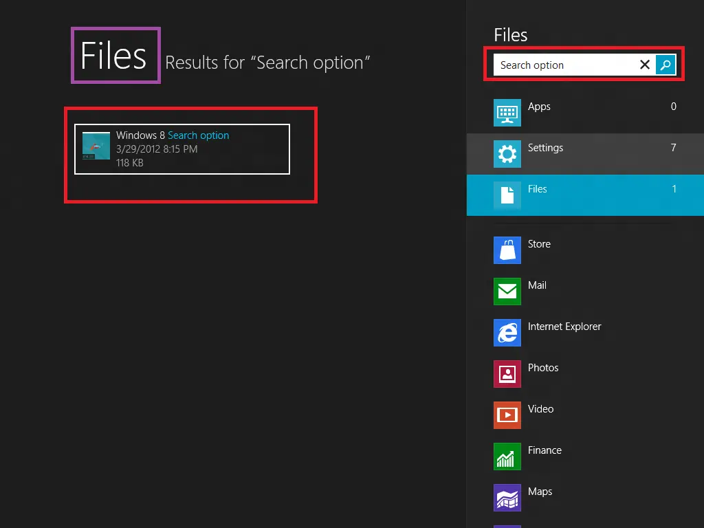 Windows 8 Search Files
