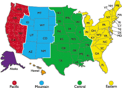 US Time Zone Map