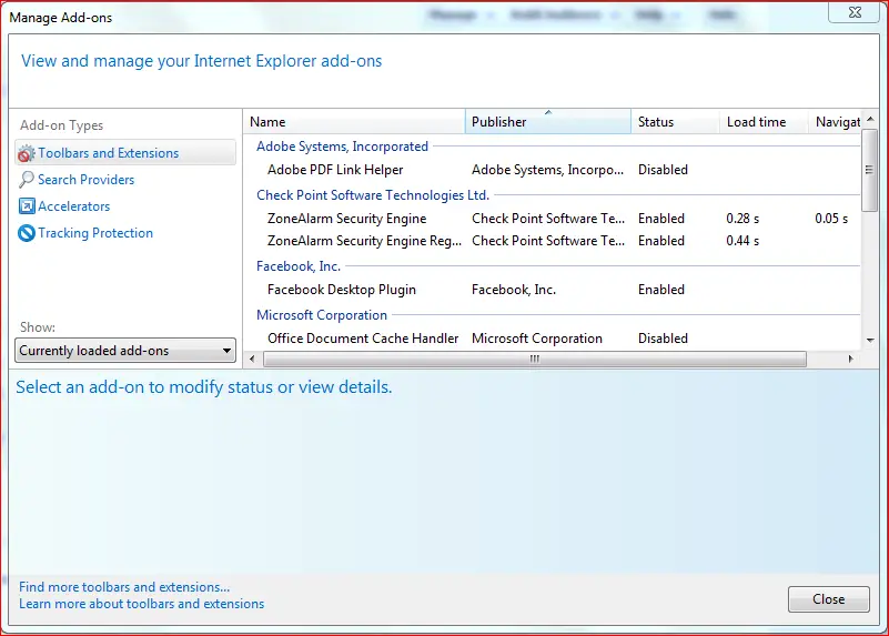 IE High Memory Usage Addons