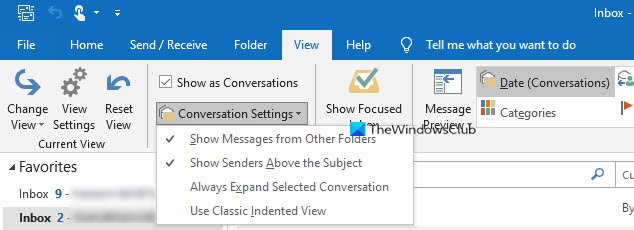 Conversation View in Outlook