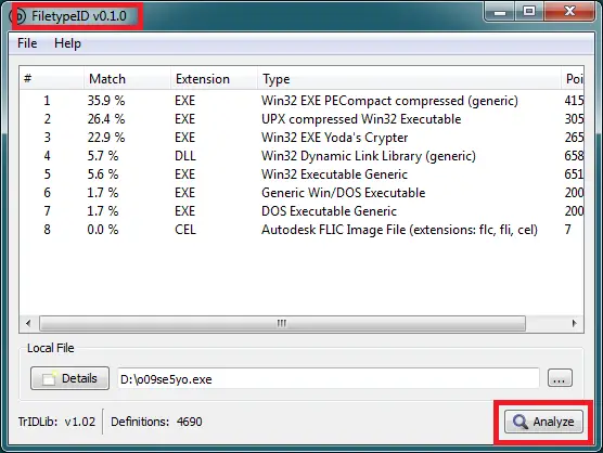 Analyze Suspicious Behaviour of a File With FileType ID