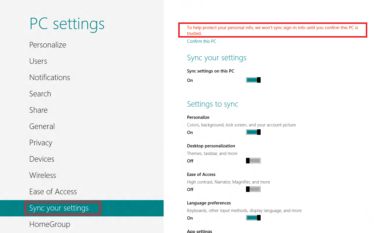How To Sync Windows 8 Pc Settings Using Microsoft Account