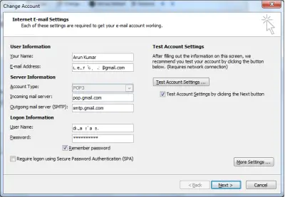 Gmail outlook settings for Set up