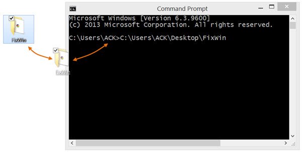 Drag and Drop files or folders in CMD window