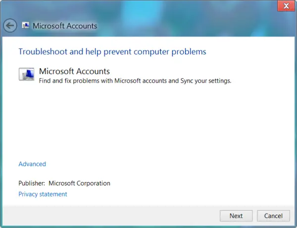 Microsoft Accounts Troubleshooter