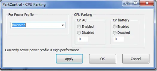 ParkControl – Tweak CPU Core Parking and More