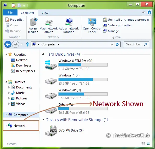 Remove Network from Explorer Navigation Pane in Windows 11/10