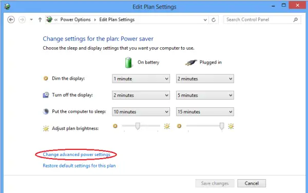 Change advanced power settings.