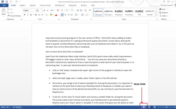 How to Turn on and use Read Mode in Microsoft Word