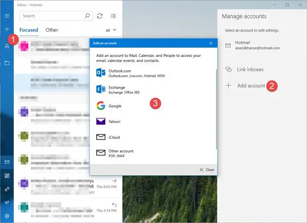 Thêm nhiều tài khoản email vào ứng dụng Windows Mail