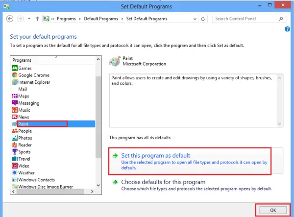 Set Windows Default Programs