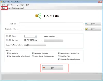 Splitting Files with Split Byte