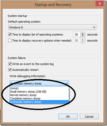 Windows Memory Dump Settings