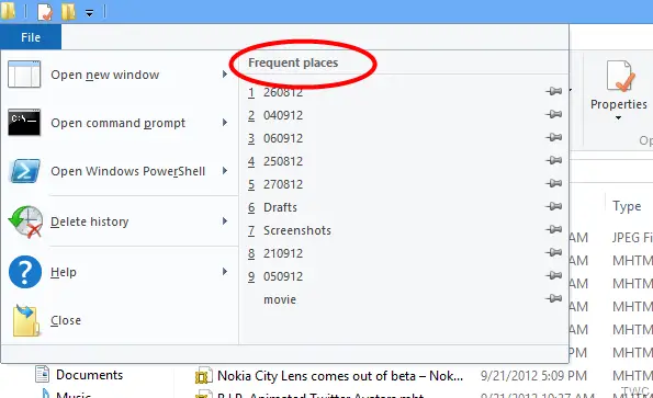 Remove items from Frequent Places list in Explorer