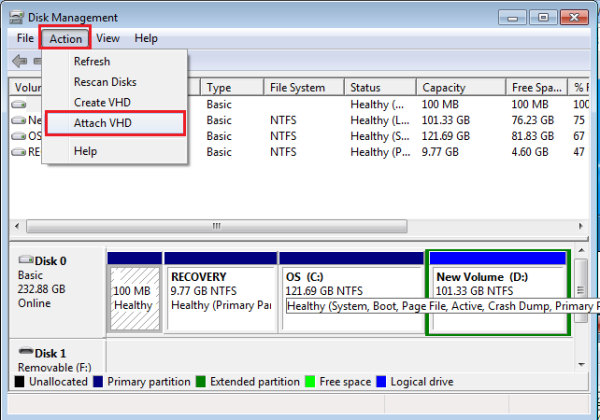 Attach Vhd Option