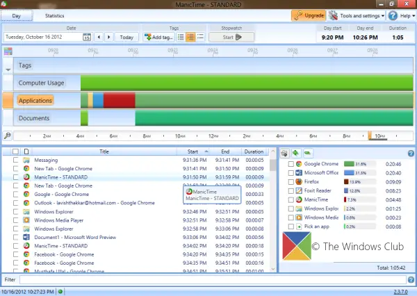 ManicTime is a free time tracking and management software for Windows 10