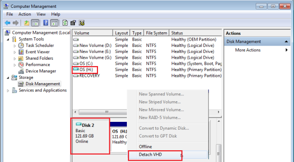 System Image Vhd Detached