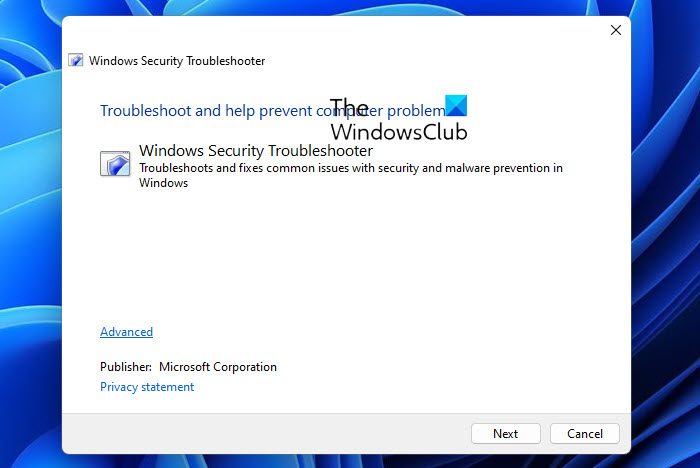 Windows Security Troubleshooter