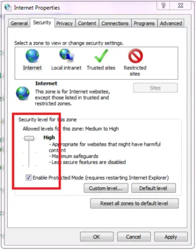 toggle internet options