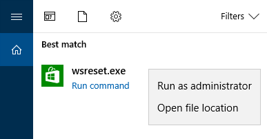 Clear Windows Store Cache with WSReset.exe