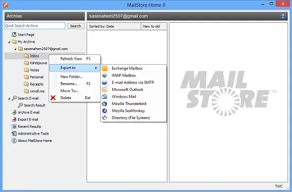 MailStore Export