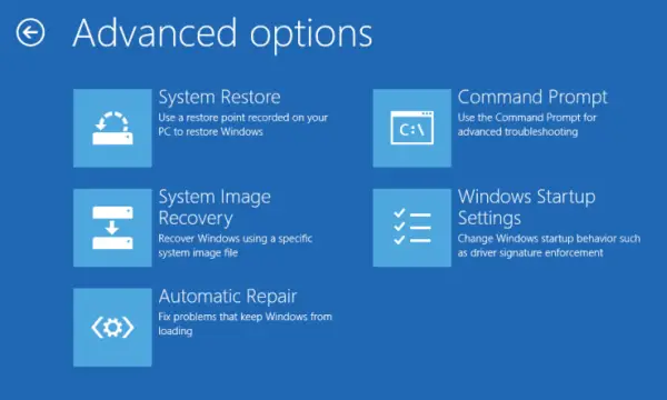 Advanced options - Automatic Startup Repair