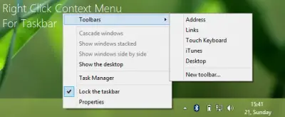 Disable Context Menu For Taskbar