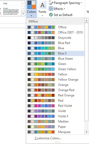 Change Theme color in Office