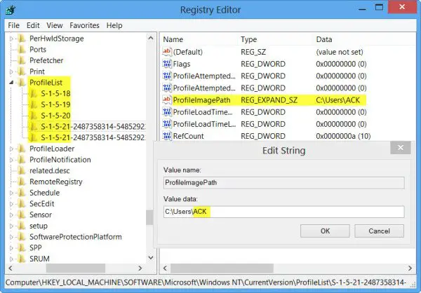 change User Account and Folder Name in Windows