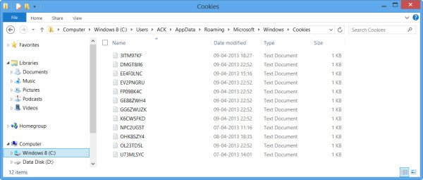 Where are Cookies in Windows 10/8/7