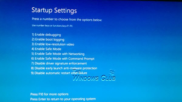 startup settings windows 8