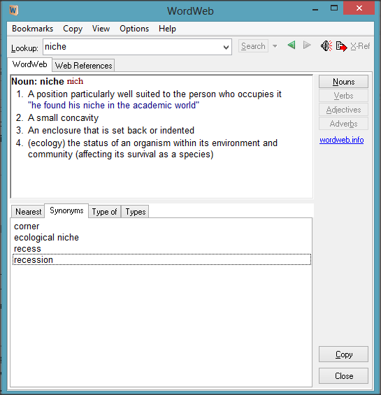 wordweb niche example