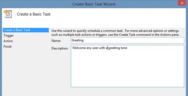 Create Basic task Wizard - 2