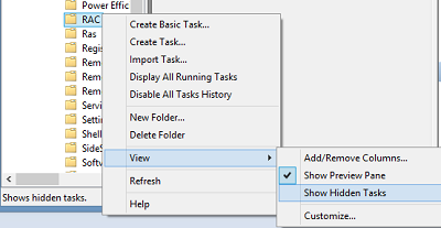 RAC - show hidden task
