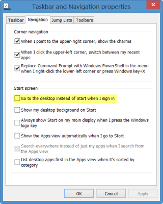 How to boot directly to Desktop in Windows 8.1