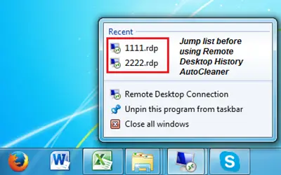 Remote Desktop Connection Clear History