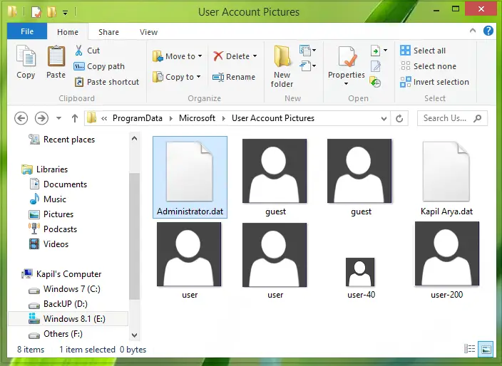 windows 7 user account picture size